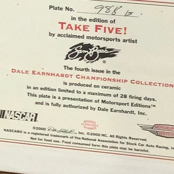 NASCAR Dale Earnhardt plate set - Picture 3 of 7